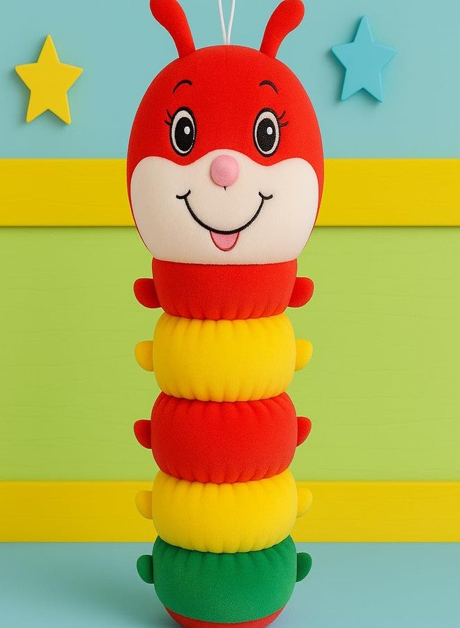 DTR Creation Colorful Caterpillar Soft Toy | Multicolor Plush Stuffed Animal | Super Soft Cuddly Toy for Kids, Boys & Girls ? Red, Yellow & Green (45 cm) - Image 1